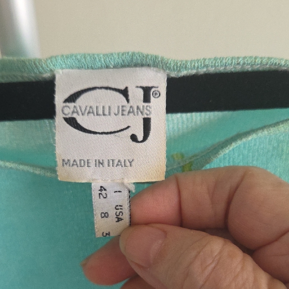 Cavalli Jeans Colorful Boatneck Long Sleeve Top Made In ITALY - Picture 2 of 7